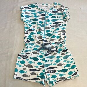D* Re Me - Fish Patterned Romper in Blue and Gray